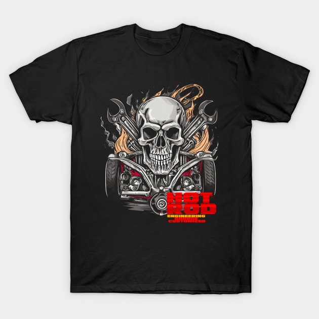 HOTROD Fire and The skull T-Shirt by Tjhtt Autoarts